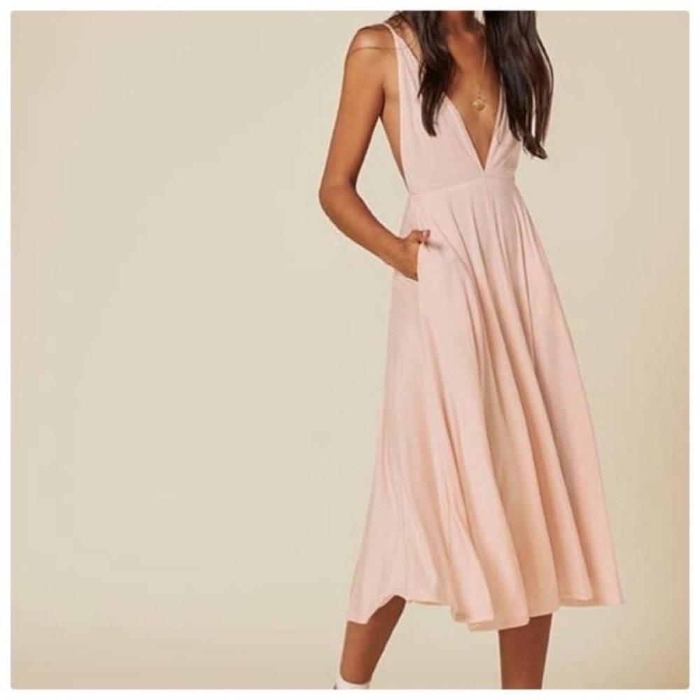 Reformation Naya midi dress soft pink size S